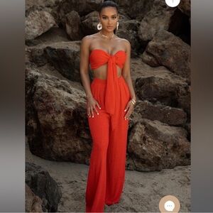 NWT JLUXLABEL Tangerine Crop Top and Pant Set